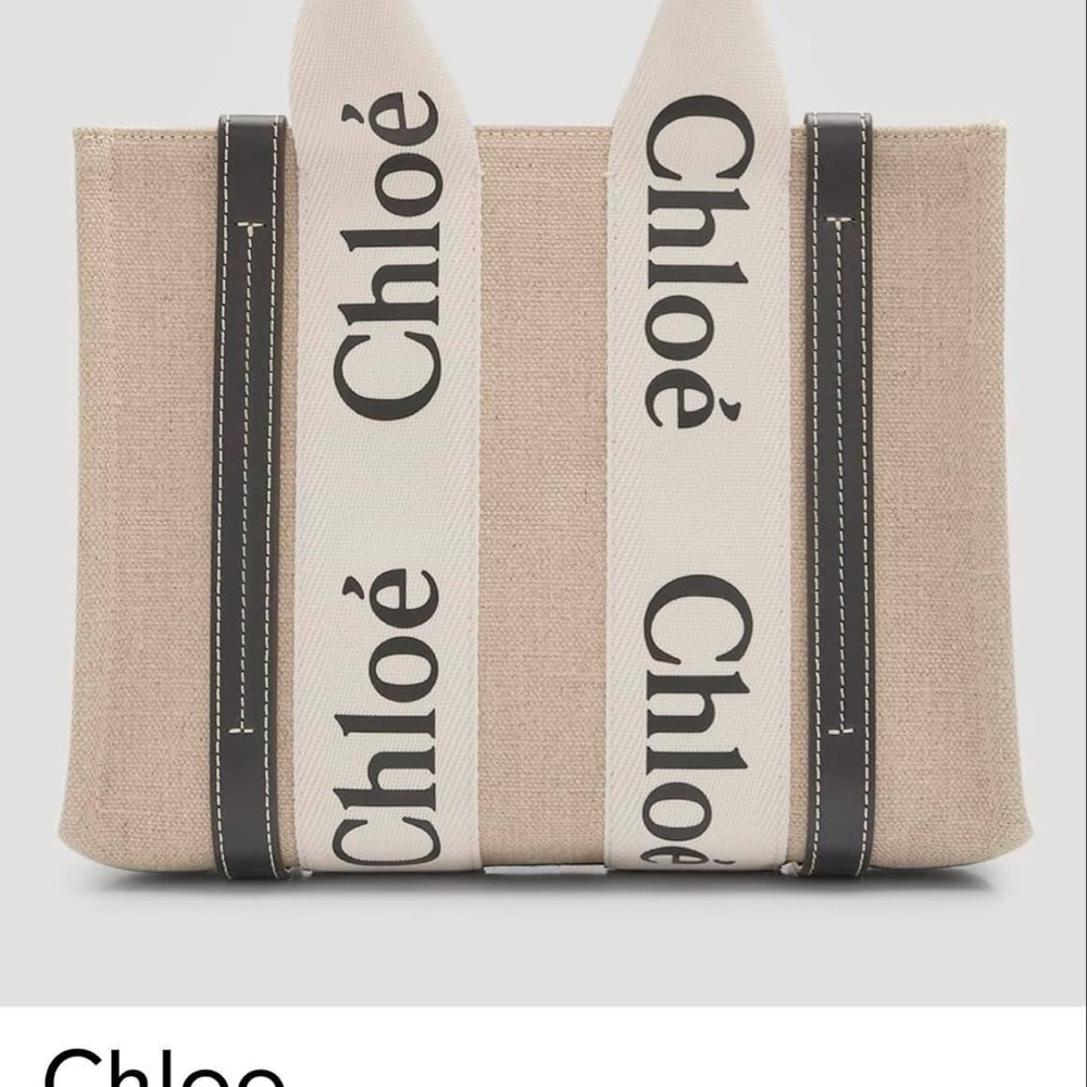 NEW Woody Chloe Beige and Black Canvas Tote